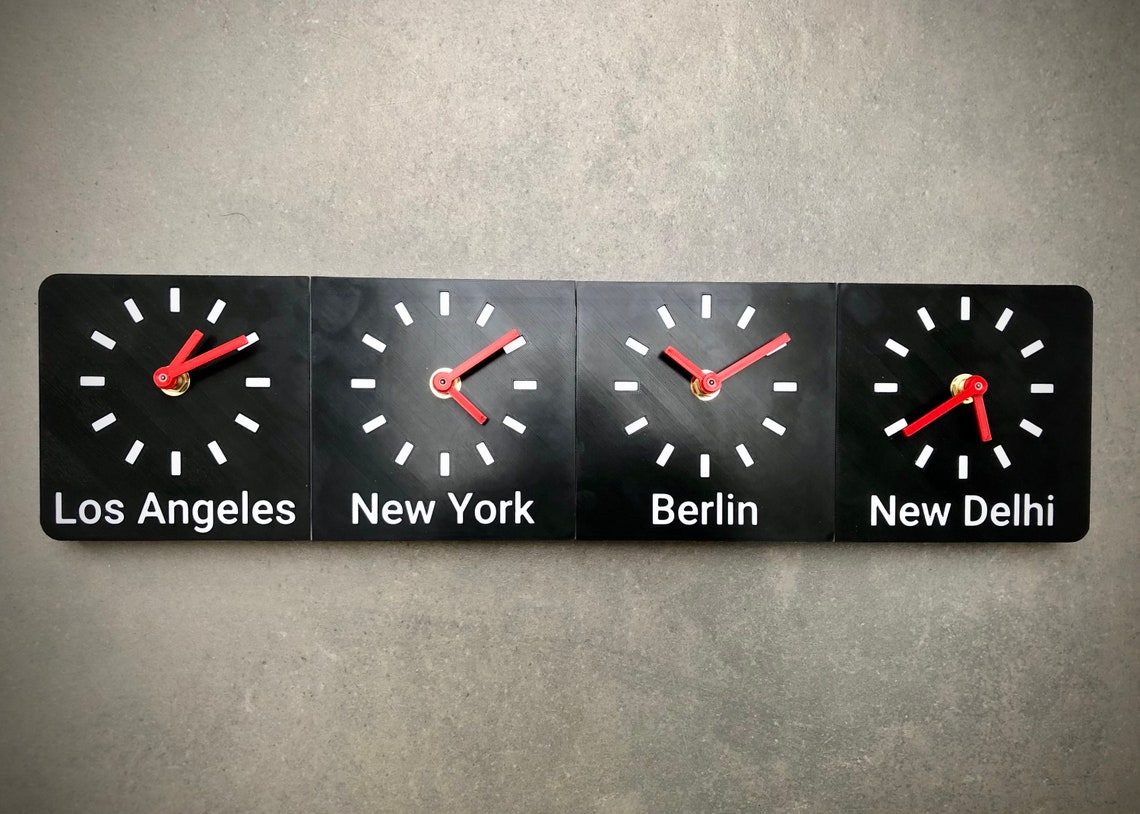 Personalised multitimezone wall or desk clock 4 time zone Etsy