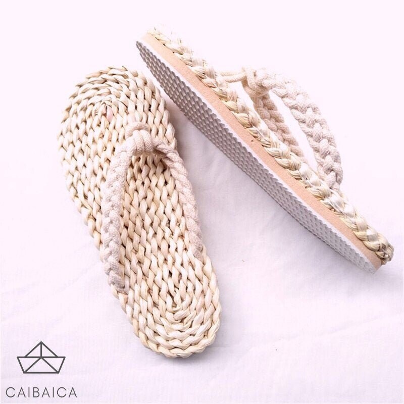 straw slippers