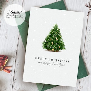Carte de Noël imprimable en téléchargement numérique Carte de voeux de Noël avec sapin de Noël Sapin du Nouvel An Illustration de Noël Clipart Noël