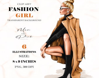 Fashion Girl Clipart, Blond Girl Clipart, Girl PNG, Fashion Illustration, Fashion Clipart, Planner Cover, Girl Clipart, Girly Planner, Woman