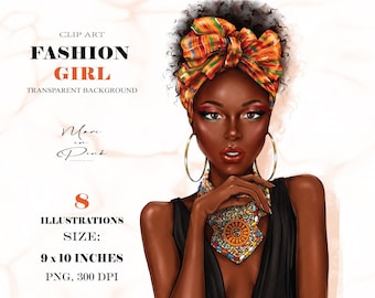 African American Woman, Fashion Girl Clipart, Afro Woman, Black Woman Clipart, Fashion Illustration Fashion Clipart, Girl Clipart, Afro Girl