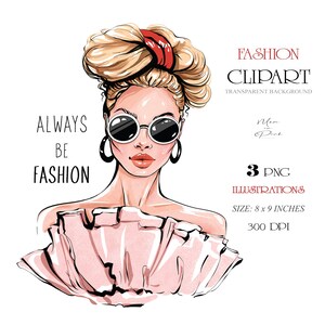 Girl Clipart, Planner Sticker, Sticker PNG, Girl in Sunglasses PNG, Fashion Clipart, Fashion Illustration Blonde Clipart Blond Hair Girl PNG