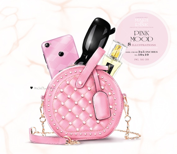 Fashion Clipart, Bag PNG, Bag Clipart, Fashion Illustration, Phone Clipart, Sunglasses PNG, Perfume PNG Planner Cover Girly Planner Stickers