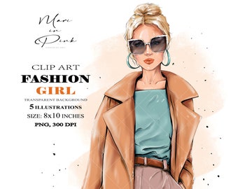 Fashion Girl Clipart, Fashion Look, Planner Cover, Girly Planner, Girl Clipart, Fashion Illustration, Beautiful Girl Clipart Fashion Clipart
