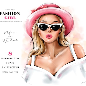 Fashion Girl Clipart, Girl in Hat, Blond Girl Clipart, Fashion Illustration, Fashion Clipart, Planner Cover, Girl Clipart, Girly Planner