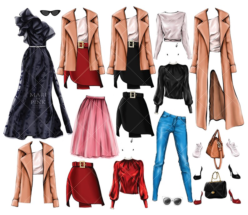 Dress up Doll Clipart Dress up Girl Paper Doll Clipart Etsy