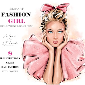 Fashion Girl Clipart, Blond Girl Clipart, Blonde Clipart, Fashion Illustration, Fashion Clipart, Planner Cover, Girl Clipart, Girly Planner