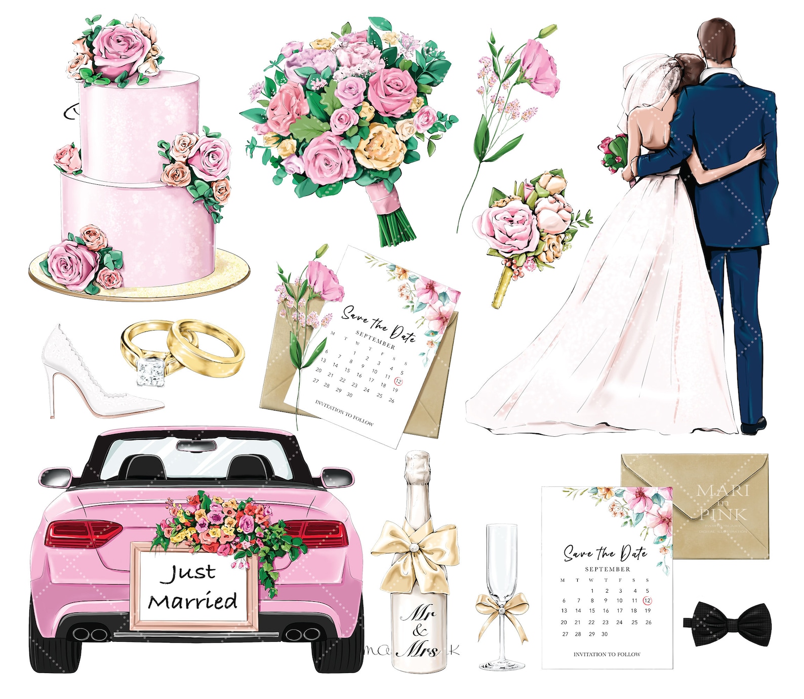 Wedding Planner Stickers Wedding Icons Wedding Elements Etsy