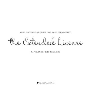 Extended license. Product Unlimited Commercial License. One license applies for one item.