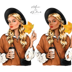 Clipart De Menina De Moda, Clipart De Menina De Outono, Ilustração De Moda, Clipart De Moda, Capa De Planejador, Clipart De Menina, Planejador Feminino, Menina PNG imagem 4