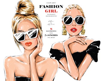 Fashion Girl Clipart, Girl Illustration, Blond Girl Clipart, Fashion Illustration, Fashion Clipart, Planner Cover Girl Clipart Girly Planner