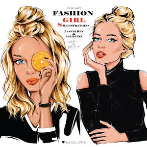 Fashion Girl Clipart, Girl PNG, Blond Girl Clipart, Fashion Illustration, Fashion Clipart, Planner Cover, Girl Clipart, Girly Planner