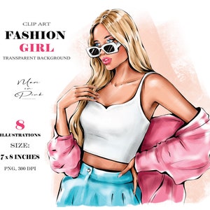 Fashion Girl Clipart, Girl PNG, Blond Girl Clipart, Fashion Illustration, Fashion Clipart, Planner Cover, Girl Clipart, Girly Planner, Woman