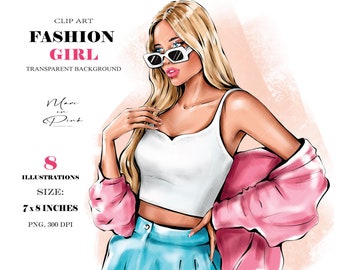 Fashion Girl Clipart, Girl PNG, Blond Girl Clipart, Fashion Illustration, Fashion Clipart, Planner Cover, Girl Clipart, Girly Planner, Woman