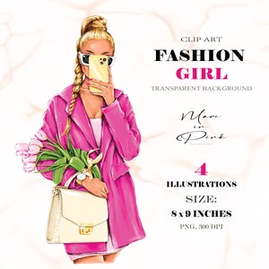 Fashion Girl Clipart, Girl PNG, Fashion Clipart, Fashion Illustration, Girl Clipart, Fashion Clip art, Planner Cover, Girly Planner Selfie