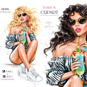 Clipart estiva, ragazza estiva acquerello, clipart di moda, illustrazione estiva, clipart ragazza, copertina del planner acquerello clipart bella donna