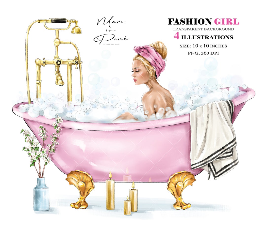 Bath Clipart, Fashion Girl Clipart, Fashion Illustration, Fashion ...