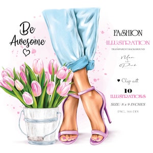 Clipart de sapatos, clipart de moda, clipart de flores, clipart de salto, clipart de jeans, clipart de pernas de mulher, capa de planejador, clipart de menina, sapatos png