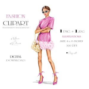 Fashion Clipart, Fashion Illustration, Girl Clipart, Planner Cover, Beautiful Girl PNG, Fashion Girl Clipart, Girl in Sunglasses PNG Clipart
