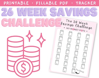 26 Week Savings Challenge | 26 Week Savings Tracker | 26 Week Savings |  Savings Goal | Savings Challenge
