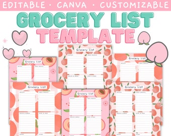 Grocery List Printable Template | Grocery List PDF | Grocery List | Grocery Shopping List | Digital Grocery List