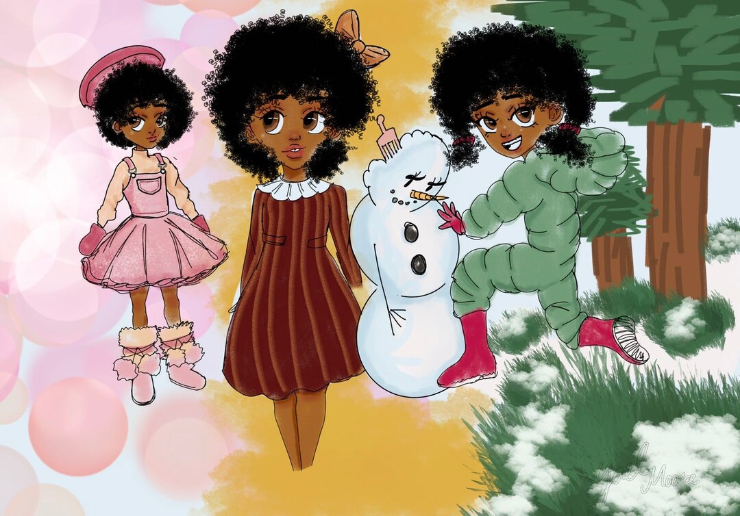 Black Girl Christmas Coloring Page - Etsy