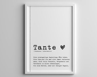 Tante Definition, Poster DIN A4-A3, Geschenkidee Tante beste Tante der Welt Geschenk
