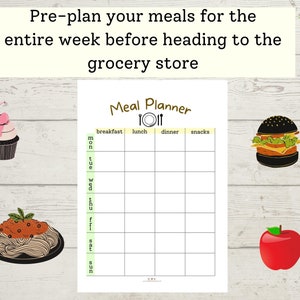 Grocery List and Meal Planner, Printable Grocery List, Meal Planner ...