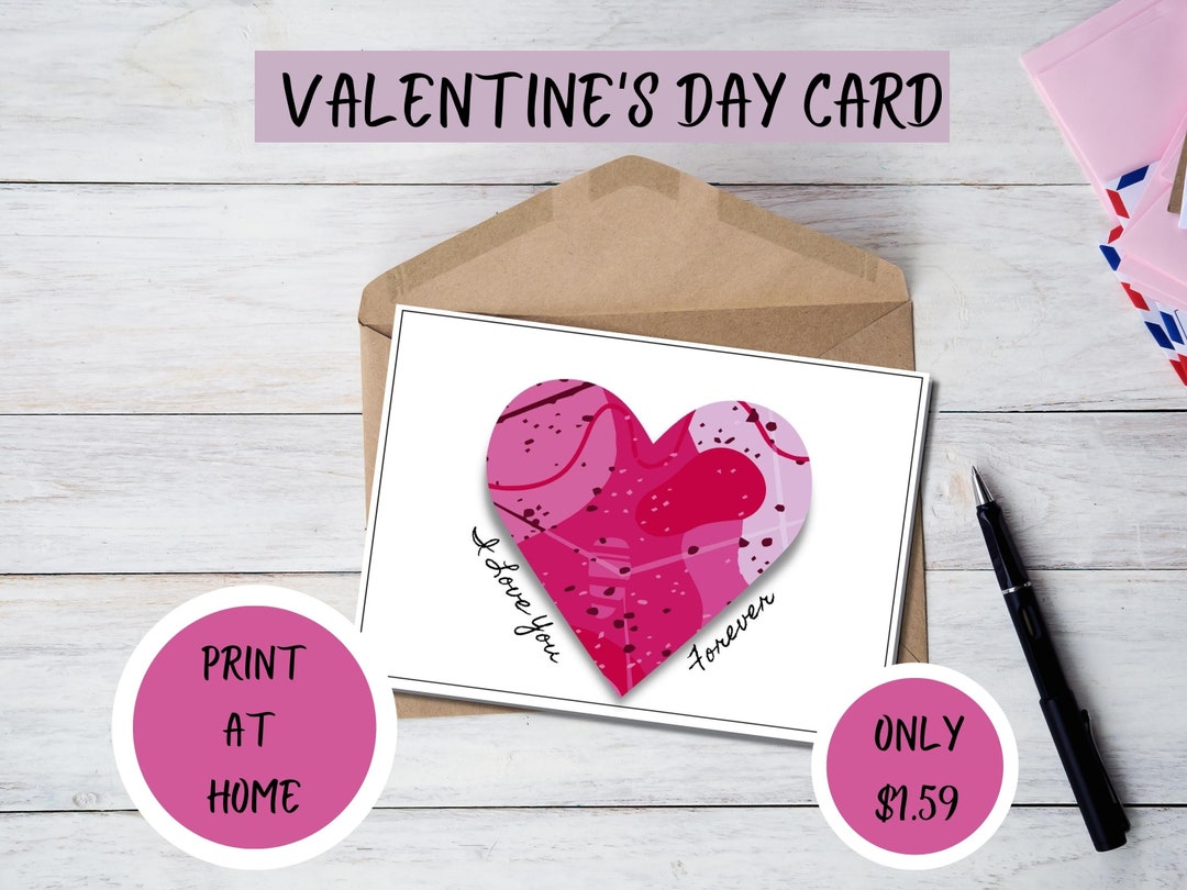 Valentine's Day Card Printable, Heart Greeting Card, Valentine's Day ...