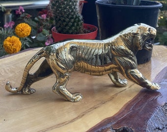 Tiger Statue Antique Style Handmade Brass Figure Sculpture Table Decor Figurine 