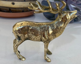 Svensk Hjort, Mässingsgjutning, Handgjord Gåva, Dekorativ, Hjort, Ornament, Figur, Vintage Gåva, Hjortskulptur, Staty Jul