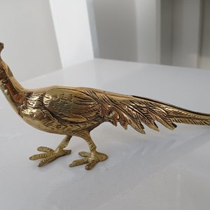 Vintage Gold Syroco Peacock Pheasant Bird Statue brass animals Solid Brass Realistic Peacock Figure Decorative