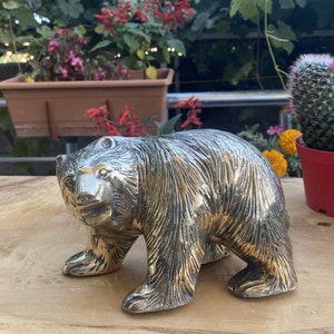 Orso russo, Orso in ottone Figurina da collezione, animali in ottone Statua dell'orso, Ottone, Sculture dell'orso, Ufficio, Decorazione della casa, Orso artigianale
