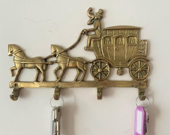 brass key holder for wall , Christmas  Vintage Brass Key Hook - Key Holder  - Brass Key Hanger