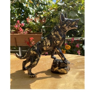 Solid Brass Wolf Figurine,  Christmas Ornament, Wolf Statue, animals Wolf Statue, Sculpture, Black  Bust,  Wolves Figurine,Wolves Statue,