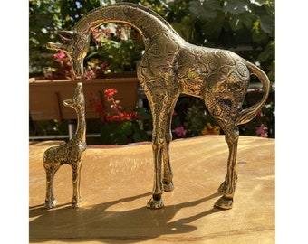 Giraffe sculpture set, Brass Giraffe  Bibelot ornament giraffe set, Home decoration, Brass, Christmas, Birthday gift, business gift