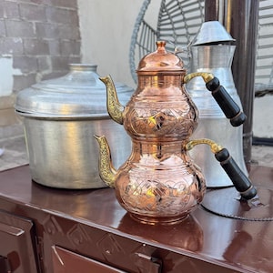 Copper Teapot, Ornament , Christmas, Engraved, Gift, Kitchen, Tea Kettle, Herbal, Vintage , Handmade