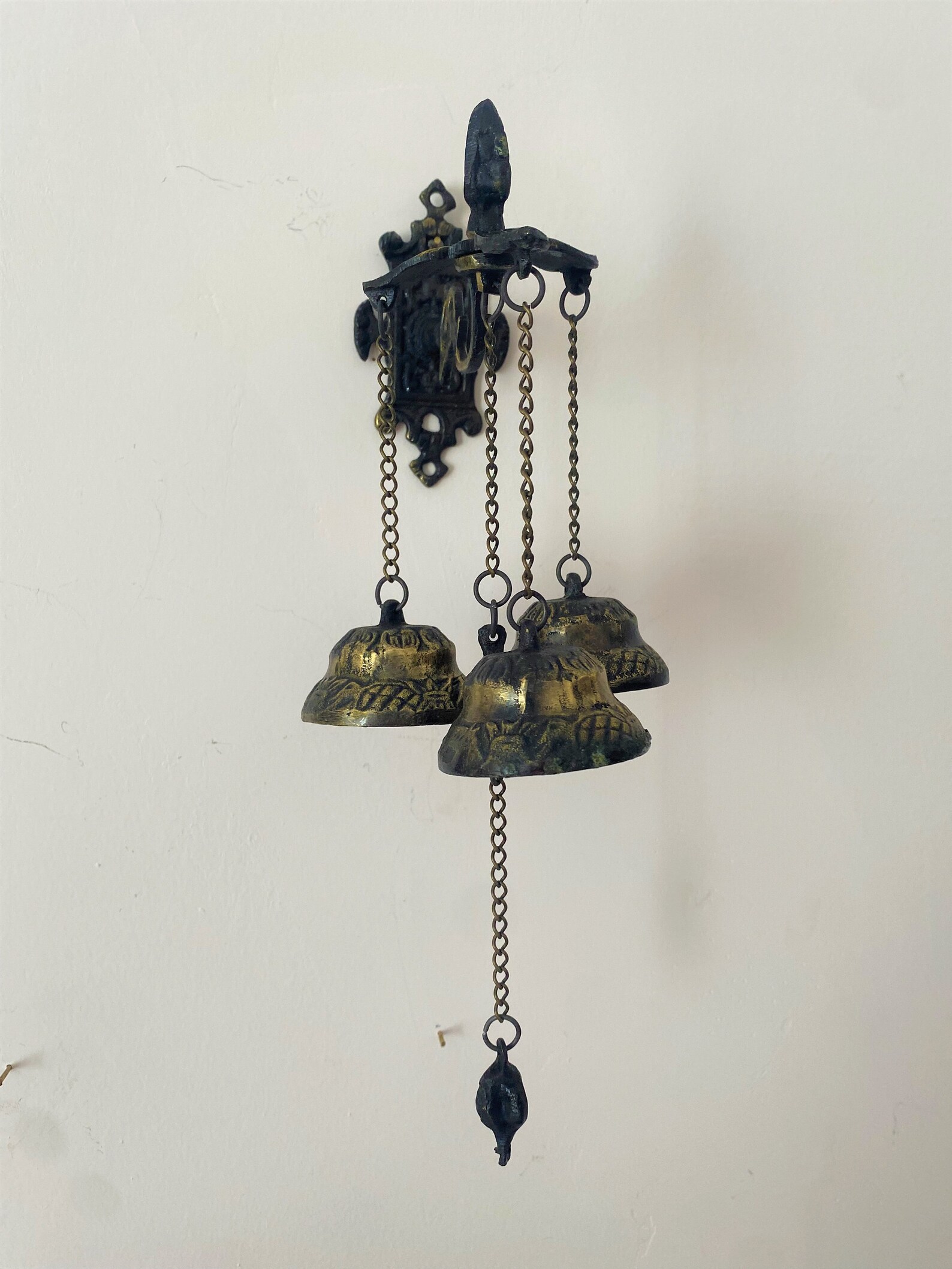 Vintage Brass Doorbell Hanging Wall Chimes 3 Bells Antique Art | Etsy