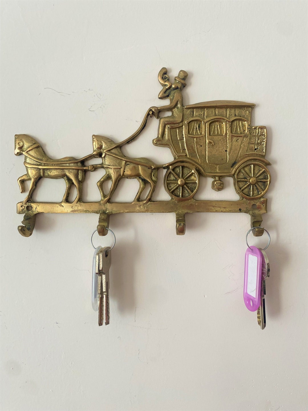 Brass Key Holder for Wall , Christmas Vintage Brass Key Hook Key Holder