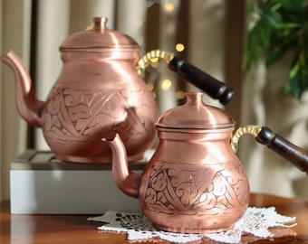 Copper Teapot, Ornament , Christmas, Engraved, Gift, Kitchen, Tea Kettle, Herbal, Vintage , Handmade