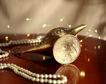 Lampada Magica Di Aladino In Ottone - Decorazione Orientale Handmade 15cm - Foto 4