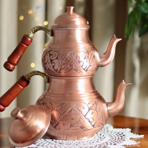 Copper Teapot, Ornament , Christmas, Engraved, Gift, Kitchen, Tea Kettle, Herbal, Vintage , Handmade