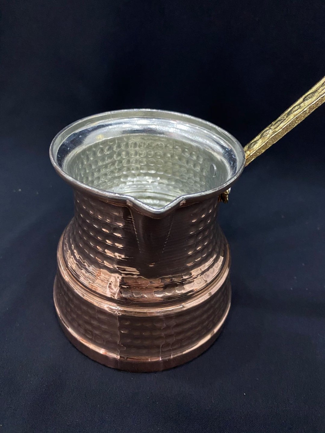 Copper Turkish Coffee Pot, Briki Greek Coffee Pot With Brass Handle