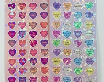 Mean & Nice Conversation Hearts Sticker Sheet - Snarky Planner Stickers