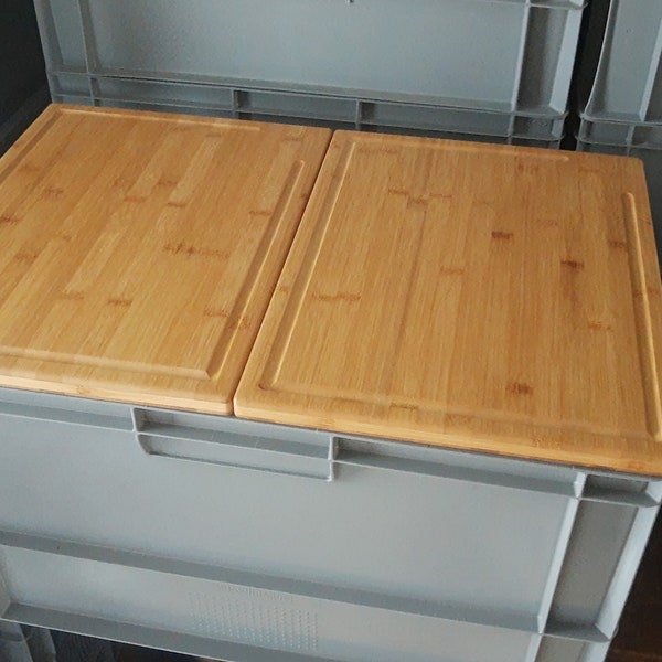 Dekselset+(O) voor Euro-Box 40 x 60 x 1,8 cm van bamboe met sapgleuf