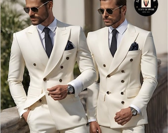 ホワイト ダブルブレストスーツ メンズ プレミアム ホワイト ツーピース ダブルブレスト スーツ
