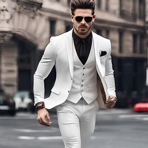 Traje de hombre blanco Etsy Mexico