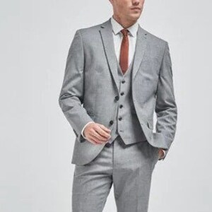 Men Suits Light Grey Wool Mix 3 Piece Slim Fit Elegant Formal Fashion ...