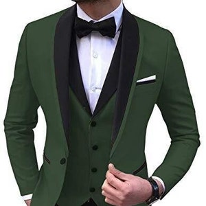Men Suits 3 Piece Designer Tuxedo Black and Green Style Suits - Etsy