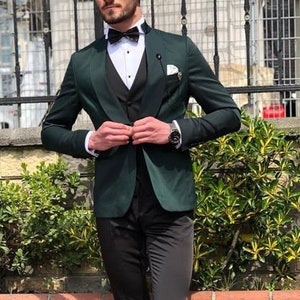 Men Suits Green 3 Piece Slim Fit Elegant Suit Formal Fashion - Etsy